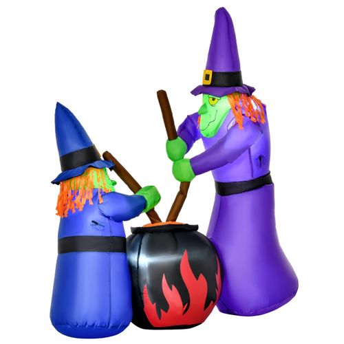 4250871244164 - Aufblasbare Hexen Hexenkessel Figur Luftfigur Halloween Deko mit led Beleuchtung Polyester 170x60x180cm - Mehrfarbig - Homcom
