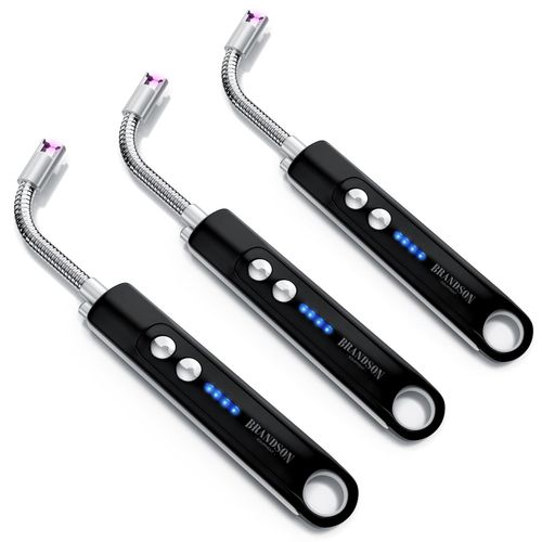 4062861836842 - 3x Feuerzeug elektrisch Lichtbogen Stabfeuerzeug USB aufladbar Kerzenanzünder für Küche Kerzen Gasherde Grill Kamin