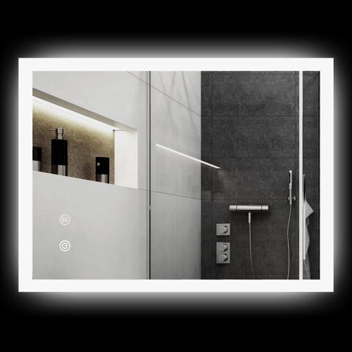 4255633530530 - Kleankin - Badspiegel Badezimmerspiegel mit LED-Beleuchtung Lichtspiegel mit Touchschalter Memory-Funktion 80 x 60 cm beschlagfreier Wandspiegel