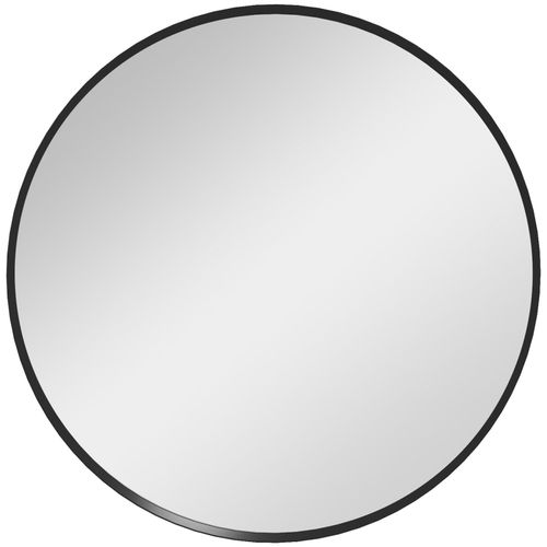 4255633571274 - Wandspiegel 60 x 60 cm Rund Badspiegel mit Aluminiumlegierungrahmen dekorative Spiegel für Bad Wohnzimmer Schlafzimmer Schwarz - Schwarz - Homcom