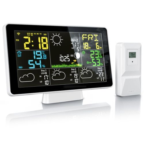 4062861822715 - Funk-Wetterstation mit Außensensor App-Anbindung Barometer Prognose UV Mondphasen Wecker