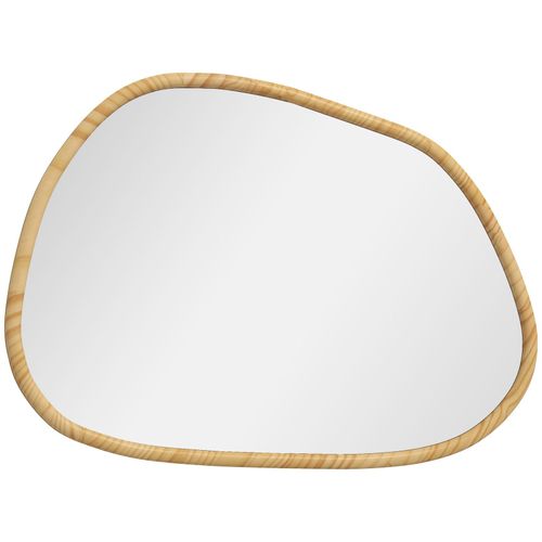4255633568816 - Asymmetrisch Wandspiegel 70 x 50 cm Badspiegel mit Holzrahmen Dekospiegel für Bad Wohnzimmer Flur Schlafzimmer Natur