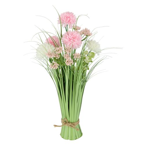 4019844818395 - Kunstgras IGEA Grasbund mit Blüten rosa B25cm H40cm L25cm Polyester Kunstpflanzen Deko Grasbusch Gräser Kunstblume Kunstpflanze Künstliche Pflanze