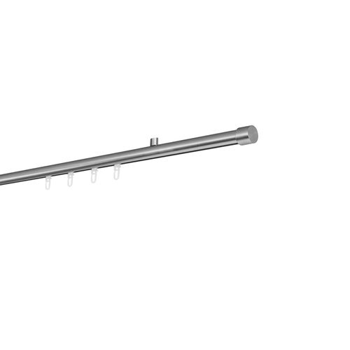 4066866196352 - Ondeco - Gardinenstange auf Maß Innenlauf 20mm Cap 1-lauf Vorhangstange Deckenträger 15cm Stilgarnitur mit Gleiter für Vorhänge - Edelstahl-Optik