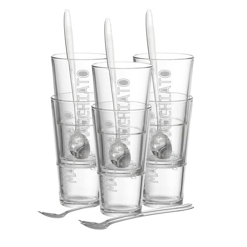 4262418977961 - Latte Macchiato Gläser + Löffel Lena 350 ml 6er Set