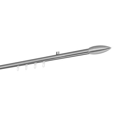 4066866198264 - Gardinenstange auf Maß Innenlauf 20mm Patrone 1-lauf Vorhangstange Deckenträger 15cm Stilgarnitur mit Gleiter für Vorhänge - Edelstahl-Optik - 400cm