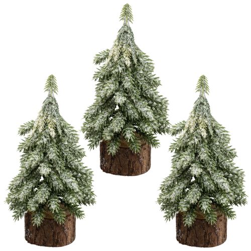 4064118284635 - Winterliche Kunstpflanze CREATIV GREEN Tannenbäumchen grün H15cm Kunststoff Kunstpflanzen auf Holzfuß