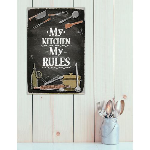 4067437337938 - Metallbild QUEENCE My Kitchen Bilder Gr B H 30 cm x 45 cm Metallbild Schriftzüge Hochformat 1 St grau Metallbilder Stahlschilder