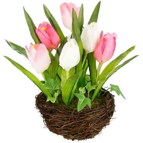 4019844793128 - Kunstblume IGEA Tulpe Kunstpflanzen Gr B H L 13 cm x 25 cm x 13 cm rosa Weitere Weihnachtsdeko Im Weidenest Blume Papageientulpe Blüte Osterdeko