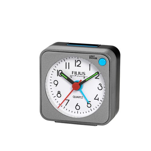 4045346126768 - Quarzwecker FILIUS ZEITDESIGN grau Wecker Wecker Reisewecker Schlafzimmer Leuchtzeigerschleichende Sekunde