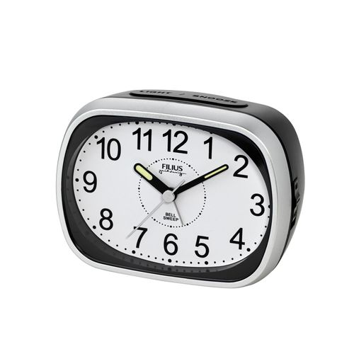 4045346126676 - Quarzwecker FILIUS ZEITDESIGN schwarz Wecker Schlafzimmer Leuchtzeiger schleichende Sekunde Glockenalarm Snooze