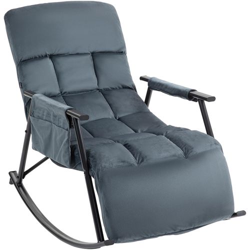 4251756483456 - Schaukelstuhl Cathy I Gepolsterter Relaxsessel I Schaukelsessel mit Rückenlehne I Metallgestell mit Armlehnen und Seitentasche