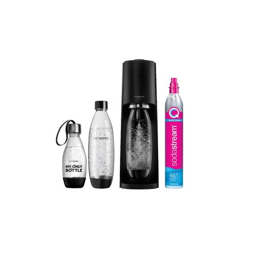 7290113767898 - TERRA Wassersprudler schwarz Vorteilspack inkl 2x PET-Flasche 1L 1x PET-Flasche 05L 1x Quick-Connect Zylinder