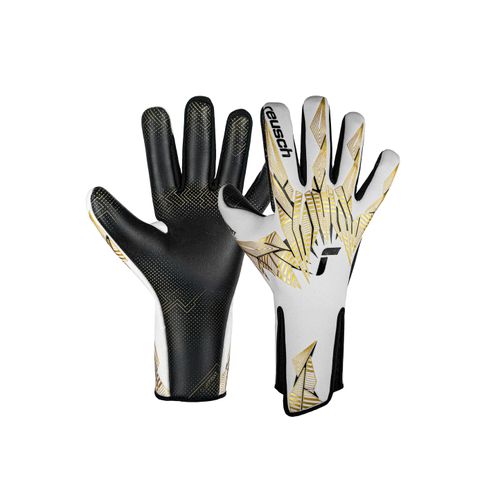 4060485487709 - Torwarthandschuhe REUSCH Pure Contact GluePrint Strapless Damen Gr 105 gold (weiß goldfarben) 72% Elastodien 23% Polyester 5% Polyamid mehrfarbig Sportlich Handschuhe mit Negative Cut 4060485487709 - Torwarthandschuhe REUSCH Pure Contact GluePrint Strapless Damen Gr 105 gold (weiß goldfarben) 72% Elastodien 23% Polyester 5% Polyamid mehrfarbig Sportlich Handschuhe mit Negative Cut