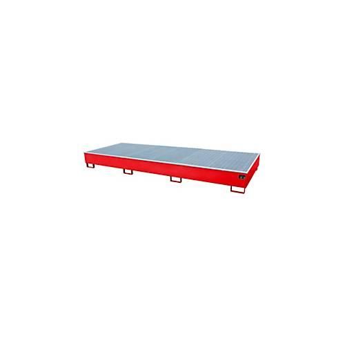 4052462074477 - Regalwanne RW-GR 3600-3 PE mit Gitterrost und PE-Einsatz B 3262 x T 1312 x H 383 mm bis 1000 l Stahl lackiert rot