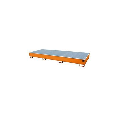 4052462074453 - Regalwanne RW-GR 3600-3 PE mit Gitterrost und PE-Einsatz B 3262 x T 1312 x H 383 mm bis 1000 l Stahl lackiert gelborange