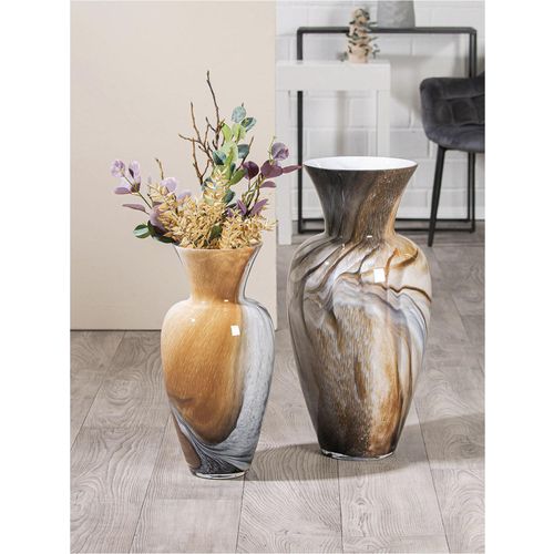 4063387532683 - Bodenvase GILDE Bodenvase Draga H 650 cm braun Vasen B H T 33cm x 65cm x 33cm Glas B33cm H65cm T33cm