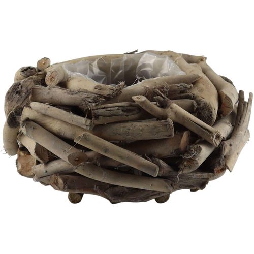 4056422140394 - Dekokranz AM DESIGN Kranztopf aus naturbelassenem Holz beige (natur) H10cm Ø30cm Holzwerkstoff Dekokränze perfekt als dekoratives Pflanzgefäß oder für saisonale Arrangements