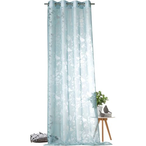 4005385831108 - Vorhang WECKBRODT Shorty Gr 1 blau (pastellblau) B140cm H245cm Ausbrenner Polyester Viskose Gardinen Ausbrenner AllovertransparentMotiv Vögel und Zweige Gardine Store