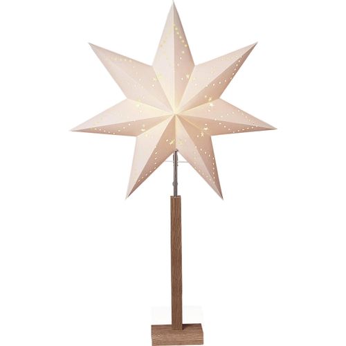 7391482232076 - LED Stern KARO beleuchtet aus Papier und Holz Höhe ca 100 cm Ø Schirm 60 cm braun (braun silberfarben weiß) 1 flammig H 100cm PARFORCE TRADITIONAL HUNTING Lampen Tischlampe Weihnachtsstern Deko-Stern 7-zackig Weihnachtsdeko