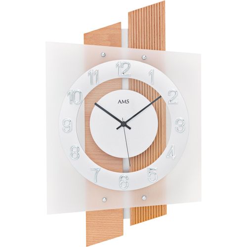 4037445156586 - Funkwanduhr AMS F5530 braun (buchefarben) Wanduhren B H L 29cm x 7cm x 46cm Made in GermanyHolzBucheWohnzimmerEsszimmerKücheArbeitszimmer