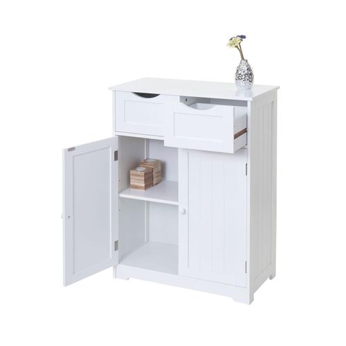 4057651248394 - Kommode MCW-B65 Schubladenschrank Schrank 2 Schubladen und 2 Türen 80x70x35cm ~ weiß