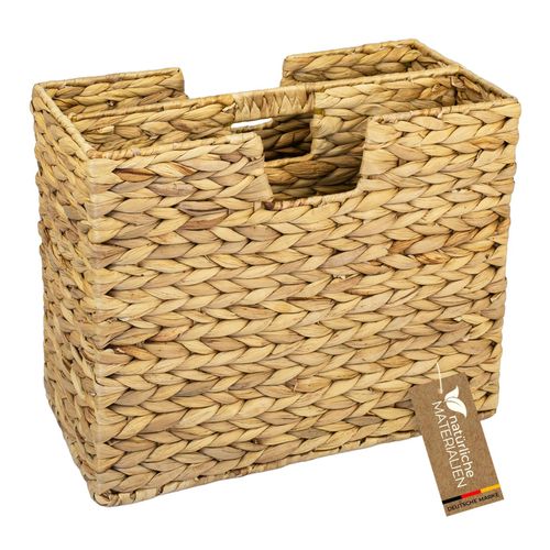 4010537372101 - HMF Zeitungsständer Zeitungskorb geflochten aus Wasserhyazinthe 2 Fächer 40 x 20 x 33 cm