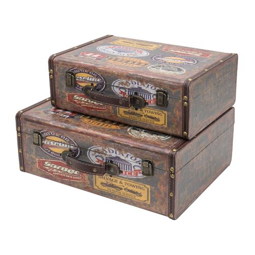 4010537643737 - HMF VKO107 Vintage Koffer aus Holz 2er Set Versch Größen Deko Garage 4010537643737 - HMF VKO107 Vintage Koffer aus Holz 2er Set Versch Größen Deko Garage