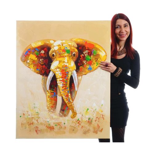 4057651056104 - Wandbild Elefant 100% handgemaltes Ölgemälde Gemälde XL 100x80cm 4057651056104 - Wandbild Elefant 100% handgemaltes Ölgemälde Gemälde XL 100x80cm