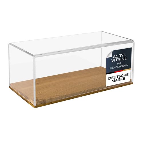 4010537468743 - HMF 46874 Acryl Vitrine   Schaukasten mit Holzsockel für Modellautos 34 x 16 x 14 cm Transparent