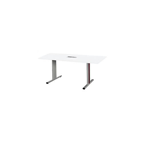 4250510936191 - Select Besprechungstisch Planova Basic mit Tischanschlussfeld Rechteck T-Fuß B 1600 x T 800 x H 717 mm weiß weißaluminium RAL 9006