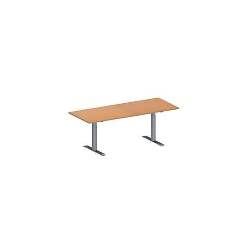 4251898817942 - Genius Konferenztisch MODENA FLEX Rechteck T-Fuß Rechteckrohr B 2000 x T 800 x H 650-850 mm Buche weißaluminium RAL 9006 4251898817942 - Genius Konferenztisch MODENA FLEX Rechteck T-Fuß Rechteckrohr B 2000 x T 800 x H 650-850 mm Buche weißaluminium RAL 9006
