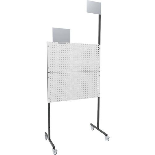 4054666028256 - eurokraft pro Organisations-Stellwand mobil 2 Lochbleche 2 Glattbleche 4 Lenkrollen