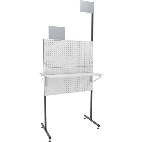 4054666028249 - eurokraft pro Organisations-Stellwand stationär 4 Lochbleche 2 Ablageböden