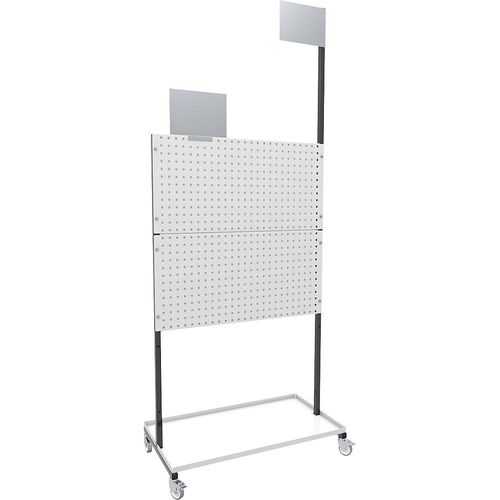 4054666028263 - eurokraft pro Organisations-Stellwand mobil 2 Lochbleche 2 Glattbleche 1 Ablagewanne 4 Lenkrollen