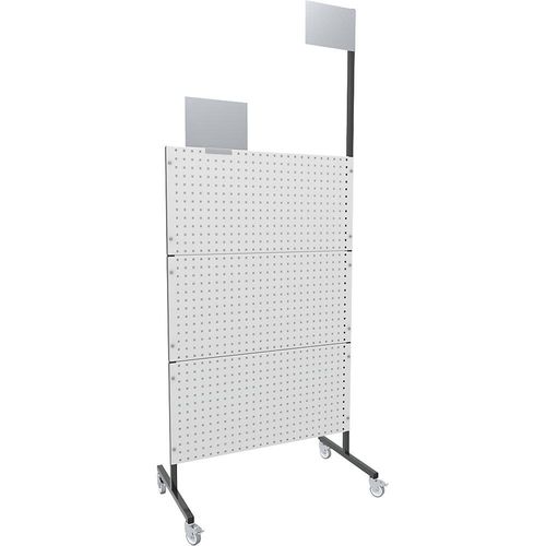 4054666028270 - eurokraft pro Organisations-Stellwand mobil 3 Lochbleche 3 Glattbleche 4 Lenkrollen