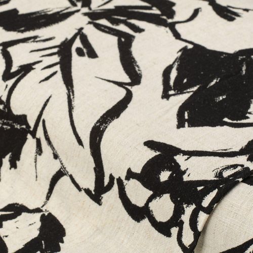 4058896387503 - Viskose-Leinen Blumen natur schwarz