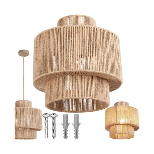 4061173282385 - tectake® Pendelleuchte Boho-Stil Wickeltechnik 40 W Stahlgestell 32 x 33 cm