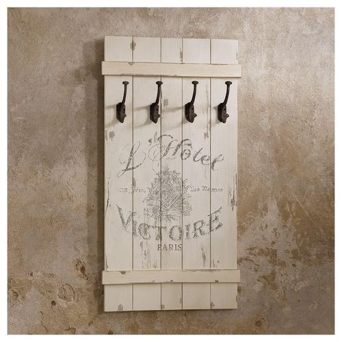 4255701939418 - Rustikale Wandgarderobe im Vintage-Look Shabby Chic mit 4 Haken