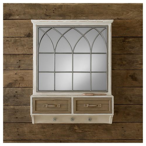 4255701939371 - Wandspiegel mit Schubladen Ablage und Haken Shabby Chic im Landhausstil 4255701939371 - Wandspiegel mit Schubladen Ablage und Haken Shabby Chic im Landhausstil