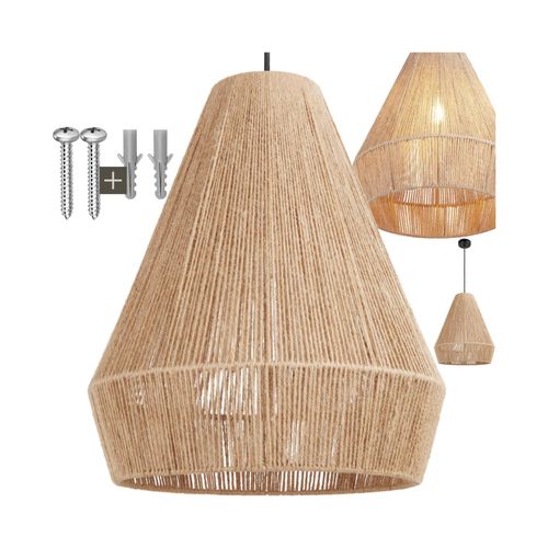 4061173282361 - tectake® Pendelleuchte Boho-Stil Wickeltechnik 40 W Stahlgestell 405 x 47 cm