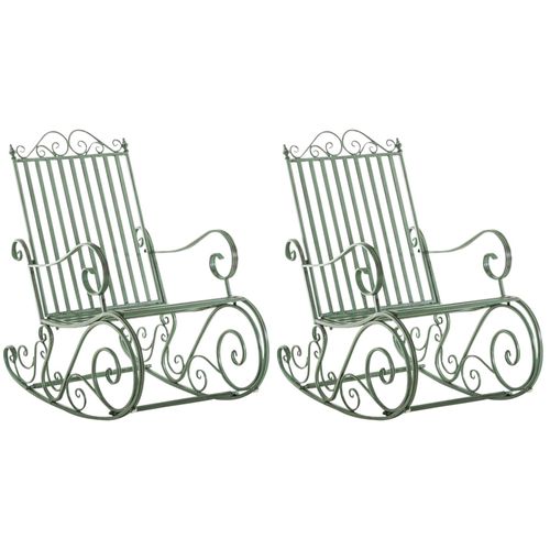 4251756467821 - 2er Set Eisen-Schaukelstühle Smilla im Landhausstil I Schwingstühle mit hoher Rückenlehne mit Armlehnen