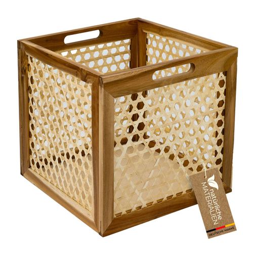 4010537376413 - HMF Aufbewahrungskorb passend für Kallax Regale Korb aus Rattan mit Wiener Geflecht und Akazienholz Muster 2 32 x 34 x 32 cm 4010537376413 - HMF Aufbewahrungskorb passend für Kallax Regale Korb aus Rattan mit Wiener Geflecht und Akazienholz Muster 2 32 x 34 x 32 cm