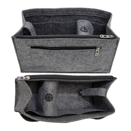 4057216040234 - - Handtaschen Organizer 36x12x22cm Filz Innentasche Taschen Einsatz xl Beutel Grau - grau
