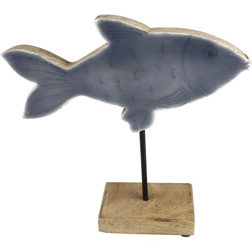 4056422137394 - Dekofigur AM DESIGN Fisch aus Mangoholz und Metall blau B5cm H20cm Metall Dekofiguren in zwei Größen