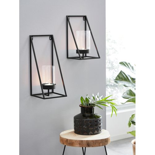 1234951822155 - Wandkerzenhalter ANDAS Industrial Candleholder Kerzenhalter Gr B H T 18 cm x 41 cm x 18 cm schwarz Kerzenhalter Industrial modern Metall