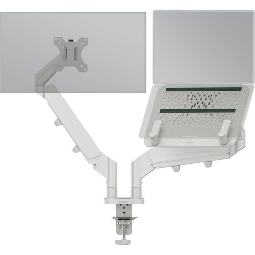 4002432134694 - LEITZ Laptop-Monitor-Halterung Ergo 65380085 lichtgrau für 1 Monitor und 1 Laptop Tischklemme 4002432134694 - LEITZ Laptop-Monitor-Halterung Ergo 65380085 lichtgrau für 1 Monitor und 1 Laptop Tischklemme
