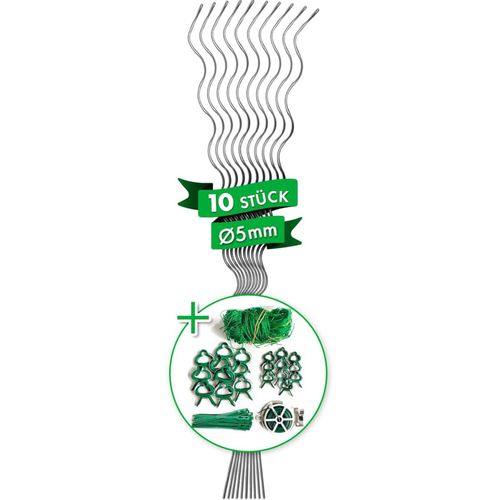4069009459321 - Tomatenspiralstäbe oder Pflanzstäbe 10er Set inkl Zubehörset Tomatenspiralstäbe