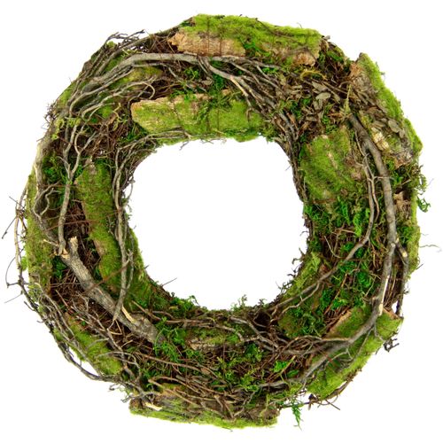 4019844806330 - Kunstkranz IGEA Kranz aus Moos und Rattan Weidenkranz Blumenkranz Dekokranz grün B26cm H26cm L6cm Rattan Kunstpflanzen Landhaus Kränze Rohling Tischdeko