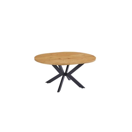 4058166271396 - HOME DELUXE Ausziehbarer Esstisch Rund AVENTURA inkl Sternfuß - 120 x 120 cm - versch Farben - Light Oak